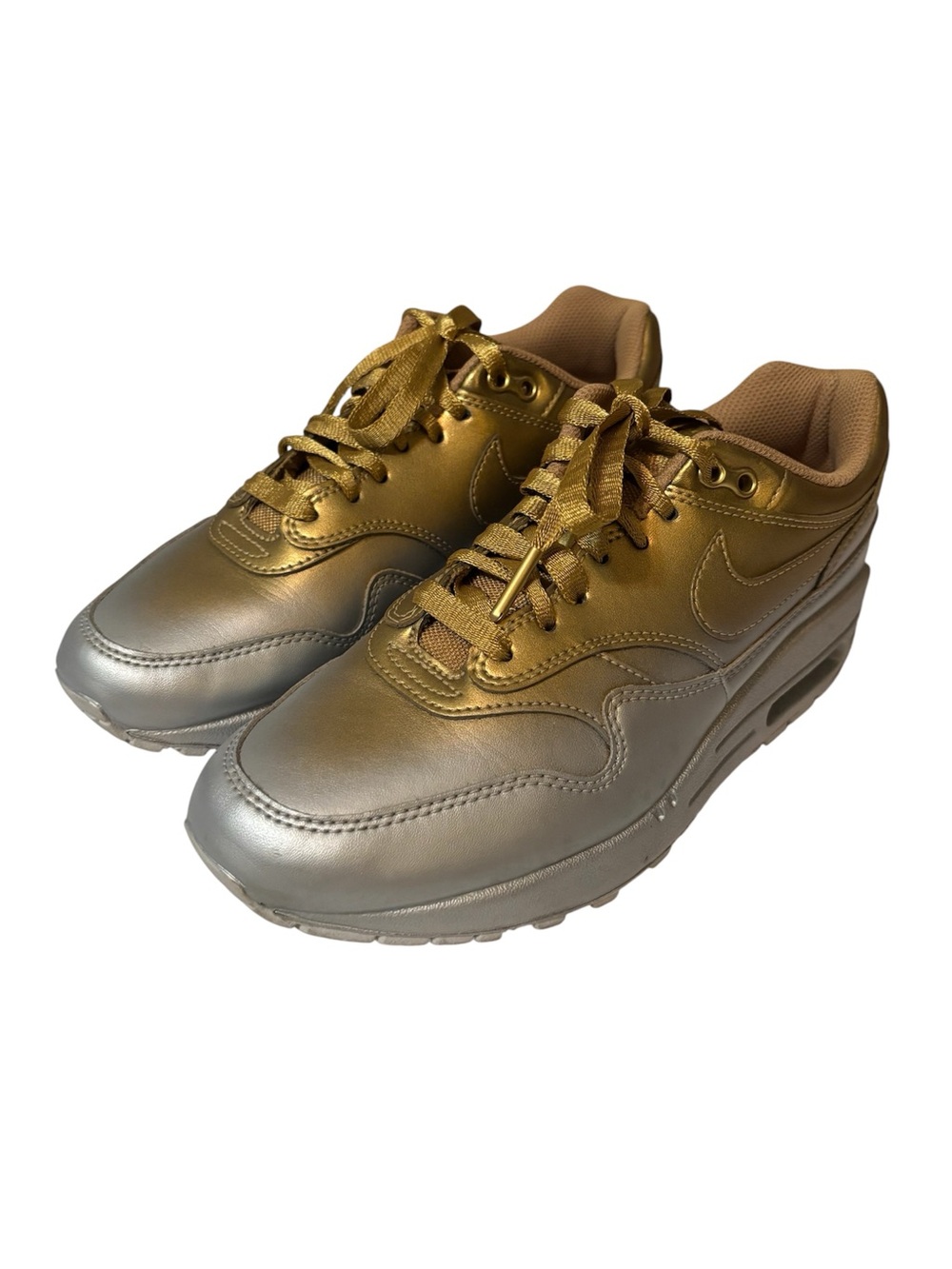 Nike Women’s Air Max 1 LX Metallic Gold and Platinum Sneakers size 6.5